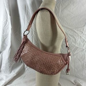 Genuine vintage BRIGHTON purple leather woven hobo shoulder bag purse